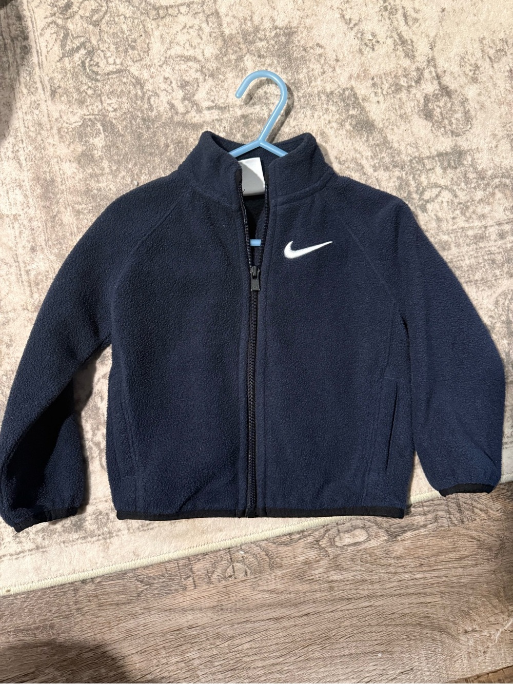Nike Kids Navy Full-Zip Fleece Jacket with White Swoosh